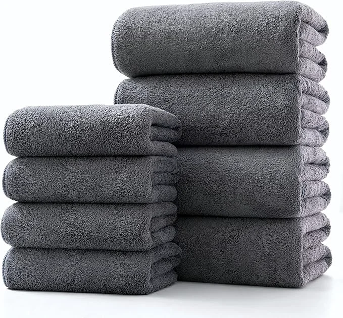 Dependable Lumimi Towel Set of 8 Very Soft Microfiber 4 Bath and 4 Hand Towels Quick Dry Fast