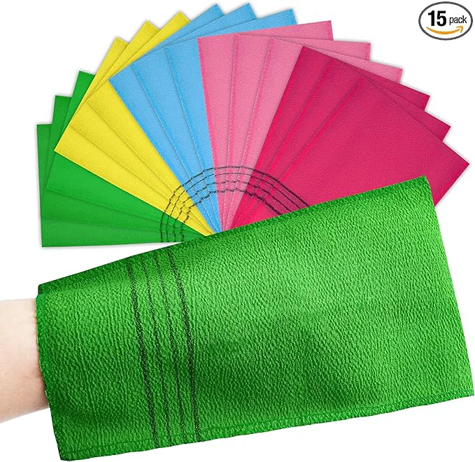 High-End 15 Pcs Korean Exfoliating Mitt 9 5.5 in Gentle Exfoliating Korean Scrub Mitt Superior