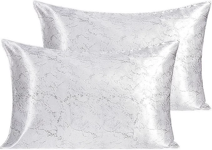 Consistent NTBAY 2 Pack Satin Queen Pillowcases for Hair and Skin Luxurious and Silky Marbling Printed Pillow Cases with Envelope Closure 20x30 Inches White Certified