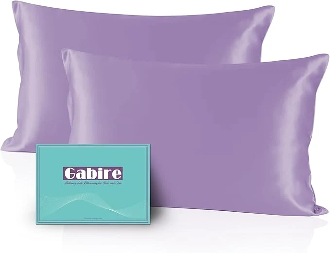 Soft Mulberry Silk Pillow Cases Set of 2 Both Sides Silk Pillowcase for Hair and Skin Prevent Acne Pillowcase Organic Silk Pillow Cases 2 Pack with Hidden Zipper Lavender Standard 20 quot ×26 quot Healthy
