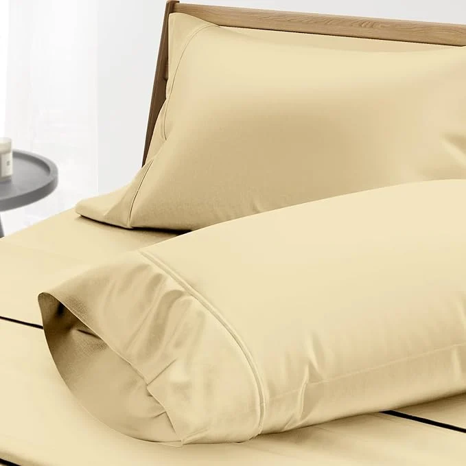 Carefully Designed Thread Spread Egyptian Cotton Pillow Cases Queen Size Set of 2 - Luxury 1000 Series Paradise Collection Queen Pillow Cases Sand Soft Cooling Sateen Hotel Egyptian Cotton Pillowcases Fine Crafted