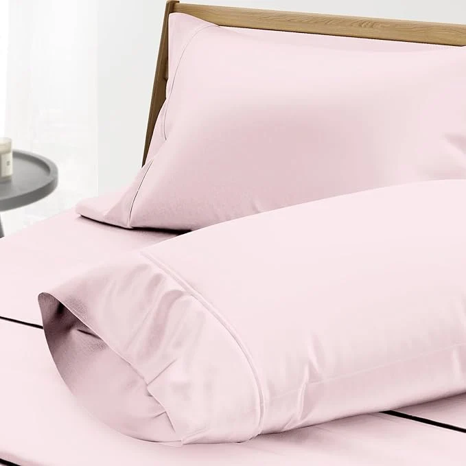 World-Class Thread Spread Egyptian Cotton Pillow Cases Queen Size Set of 2 - Luxury 1000 Series Paradise Collection Queen Pillow Cases Blush Soft Cooling Sateen Hotel Egyptian Cotton Pillowcases Casual