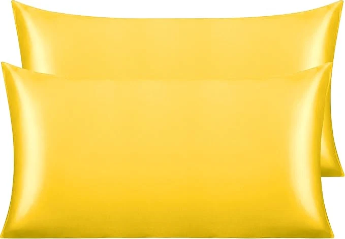 Smooth NTBAY 2 Pack Satin King Pillowcases for Hair and Skin Luxurious and Silky Pillow Cases with Envelope Closure 20x40 Inches Yellow Artisan