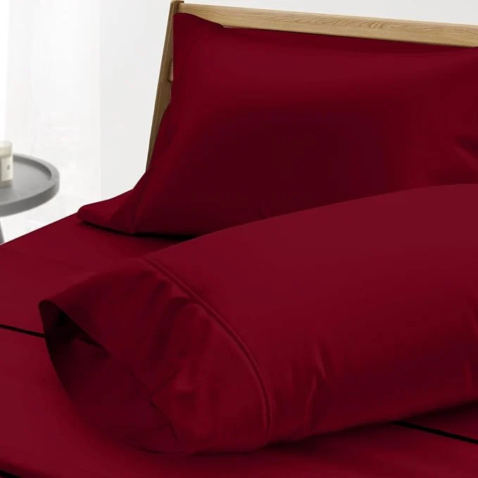 Reusable Thread Spread Egyptian Cotton King Size Pillow Cases Set of 2 - Luxury 1000 Series Paradise Collection Pillow Cases King Size Burgundy Soft Cooling Hotel Egyptian Cotton Pillowcases Long-Lasting