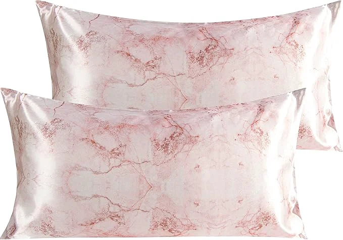 Quality NTBAY 2 Pack Satin King Pillowcases for Hair and Skin Luxurious and Silky Marbling Printed Pillow Cases with Envelope Closure 20x36 Inches Red Fast