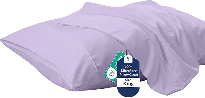 Verified Royale Linens King Pillowcase Set of 2 - Bed Pillow Cover - 20 quot x 40 quot - Pillowcases - 1800 Brushed Microfiber Wrinkle amp Fade Resistant - Soft amp Cozy- King Size Pillow Case Lavender High-Quality