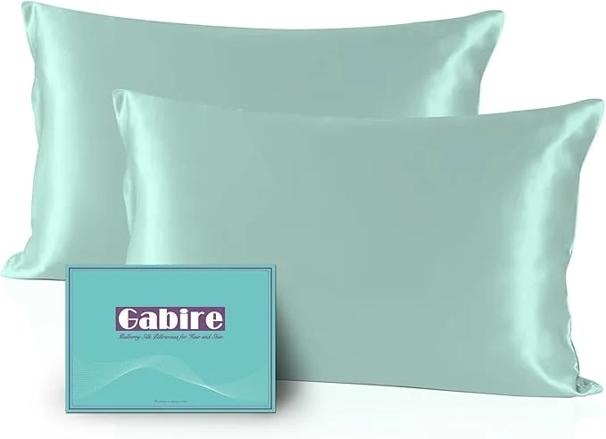 Soft Mulberry Silk Pillowcases Set of 2 Both Sides Silk Pillowcase for Hair and Skin Prevent Acne Organic Silk Pillow Cases 2 Pack with Hidden Zipper Sage Green Standard 20 quot ×26 quot Superior