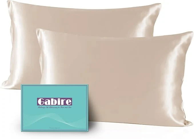 Crafted Mulberry Silk Pillow Cases Set of 2 Both Sides Silk Pillowcase for Hair and Skin Prevent Acne Pillowcase Organic Silk Pillowcase 2 Pack with Hidden Zipper Champagne Standard 20 quot ×26 quot Advanced