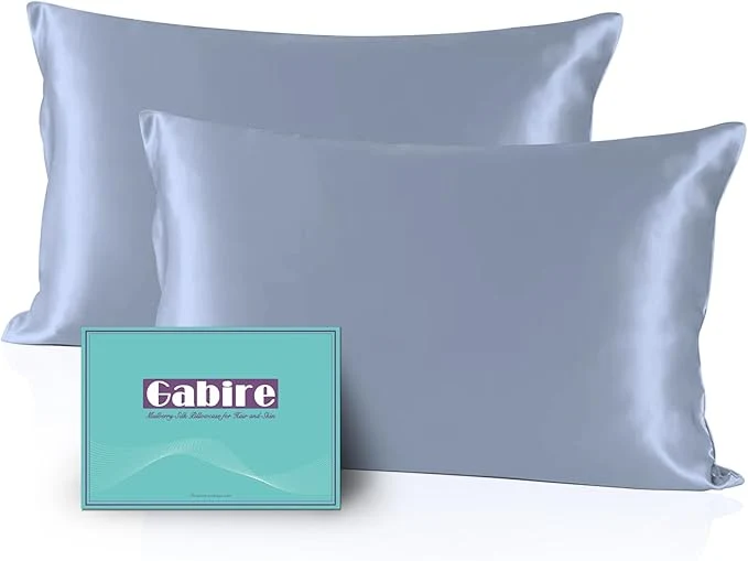 Specialty Mulberry Silk Pillow Cases Set of 2 Both Sides Silk Pillow Cover for Hair and Skin Cool Pillowcase Organic Silk Pillowcase 2 Pack with Hidden Zipper Dusty Blue Queen 20 quot ×30 quot Powerful