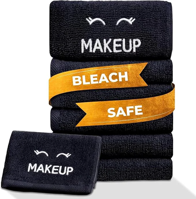 Long-Lasting White Classic Bleach Safe Black Makeup Washcloths Effective