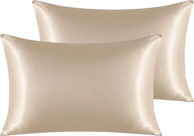 Original Design NTBAY 2 Pack Satin Queen Pillowcases for Hair and Skin Luxurious and Silky Pillow Cases with Envelope Closure 20x30 Inches Taupe High-Grade