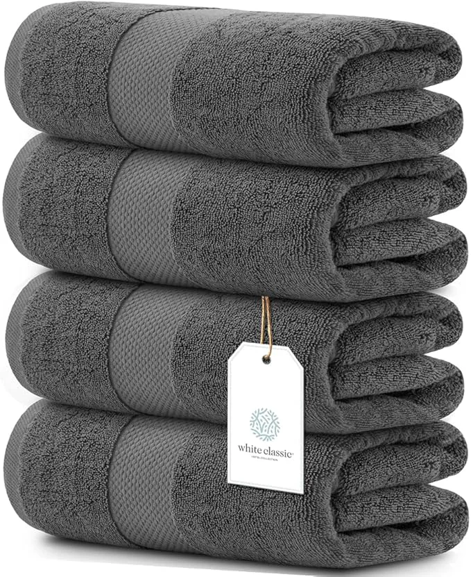 Contemporary White Classic Luxury Bath Towels Extra Large Exclusive