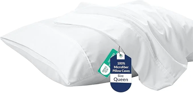 Sophisticated Royale Linens Queen Pillowcase Set of 2 - Bed Pillow Cover - 20 quot x 30 quot - White Pillowcases - 1800 Brushed Microfiber Wrinkle amp Fade Resistant - Soft amp Cozy- Queen Size Pillow Case White Convenient
