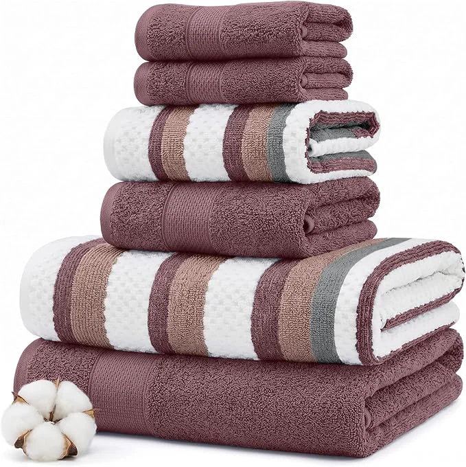 Excellent Modern Threads Pax 6-Piece Reversible Yarn Dyed Jacquard Towel Set Traditional