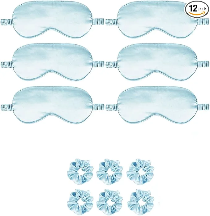 Professional 12Pcs Silk Sleep Masks Satin Eye Mask Silky Eyes Cover Blindfold Eyeshade Hair Official