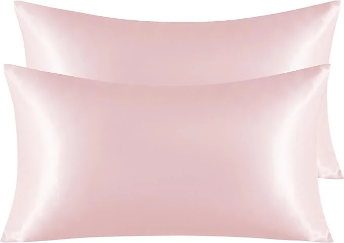 Efficient NTBAY 2 Pack Satin King Pillowcases for Hair and Skin Luxurious and Silky Pillow Cases with Envelope Closure 20x36 Inches Light Pink Reliable