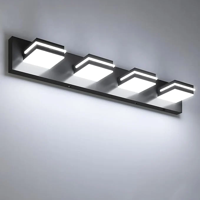 Durable VOLISUN Modern 30-Inch Black Bathroom Vanity Light Fixtures Cool White LED Detailed