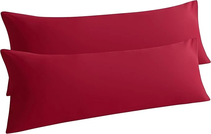 Durable NTBAY Body Pillow Cases Set 2 Pack Brushed Microfiber 20x54 Inches Soft Wrinkle Fade Stain Resistant Wine Red Pillow Cases with Envelope Closure Long-Lasting
