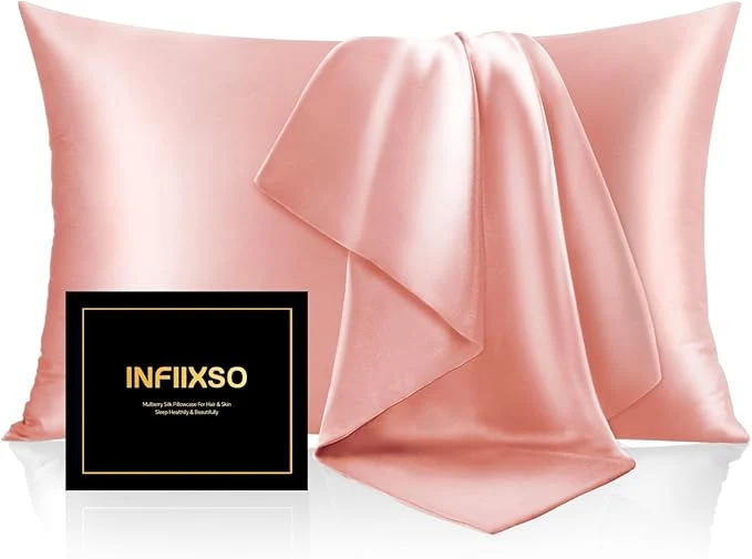 Traditional INFIIXSO Mulberry Silk Pillowcase for Hair and Skin Silk Pillow Cases Standard Size with Hidden Zipper 20 quot x26 quot Smooth and Soft Cooling Pillow Cases for Hot Sleepers Blush Pink 1 Pack Comfortable