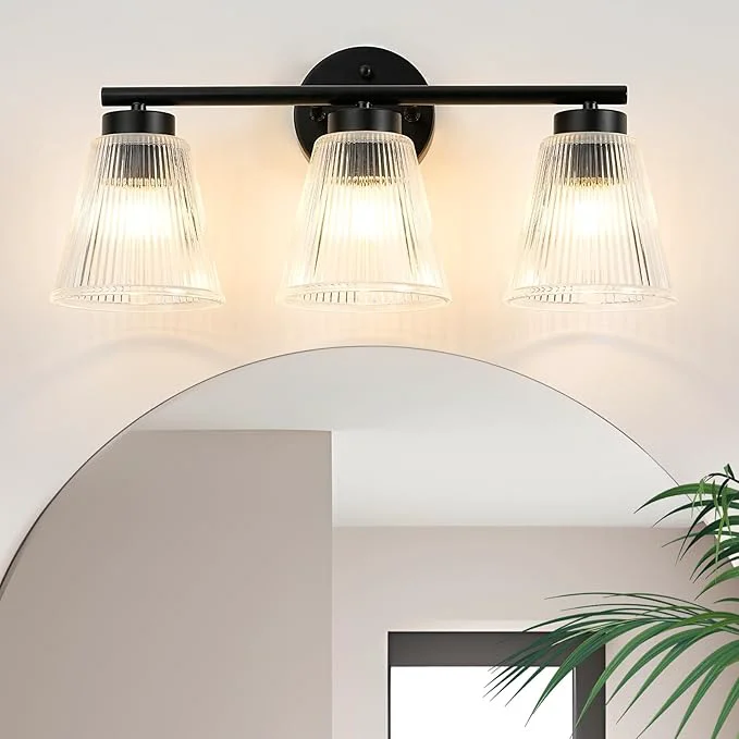 Next-Generation OCIOC Black Bathroom Vanity Lights 3-Light Modern Bathroom Light Fixtures Unique