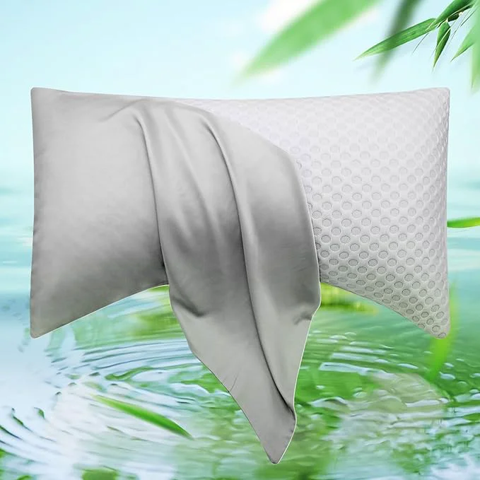 Relaxed Cooling Curved Pillow Cases - Rayon Derived from Bamboo Side Sleeper Pillowcase Cover - Breathable Soft Pillowcase for Hot Sleepers Hair and Skin King Size 1 Piece 20 36 Inches Light Grey Fine Crafted