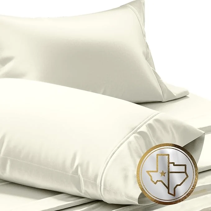 Eco-Friendly TEXAS LINEN CO. Egyptian Cotton Standard Queen Size Pillow Cases Set of 2-1000 Thread Count Pillow Cover - Soft Breathable amp Cooling Sand Pillowcases Set of 2 for Standard Queen Pillows Flexible