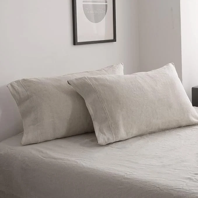 Proven Simple amp Opulence French Linen Pillowcase Queen Size-Set of 2- Washed Solid Color Pillow Cases Embroidered -Soft and Durable Linen 20 39 39 x30 39 39 Efficient