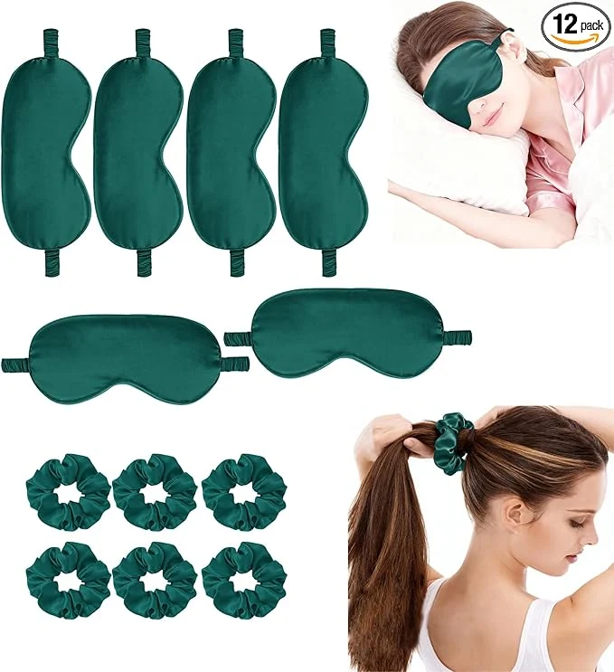 Powerful 12Pcs Silk Sleep Masks Satin Eye Mask Silky Eyes Cover Blindfold Eyeshade Hair Fine