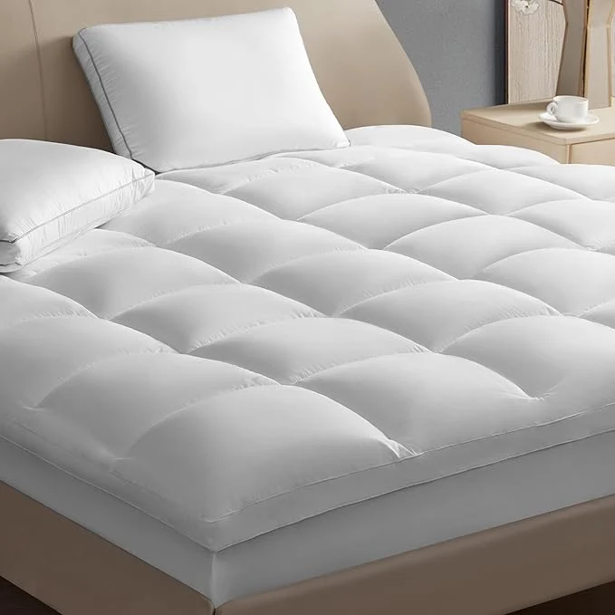Outstanding Hotel Grand Pillow Top Mattress Topper Queen Size - Waterproof Mattress Protector Quilted Fitted Mattress Pad Cover with 8-20 Inch Deep Pocket Down Fill 60x80 inch White Luxury