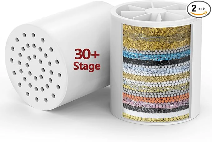 Detailed 2 Pack 33 Stage Universal Shower Filter Cartridge Pure
