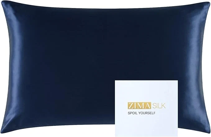 Crafted ZIMASILK 25 Momme Pure Mulberry Silk Pillowcase for Hair and Skin Care Highest Grade 6A Pillow Cases for Women Long-Lasting Durablity Gift for Women Men 1Pc King 20 quot x36 quot Navy Blue First-Class
