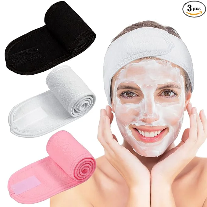 Premium Whaline 3Pcs Spa Facial Headband Make Up Wrap Head Terry Cloth Headband High-Quality
