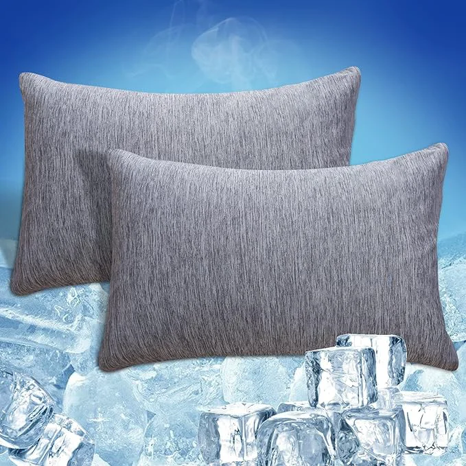 Stylish CHOSHOME Cooling Pillow Cases Zipper Pillow Covers Q-Max gt 0.45 Zippered Pillowcases for Hot Sleepers Soft Breathable Skin-Friendly 2 Pack Queen 20 quot x30 quot Grey Easy-to-Use
