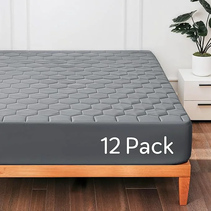 Expertly Made Hearth amp Harbor 12 Pack Queen Size Quilted Fitted Mattress Pad Cover Waterproof Mattress Protectors Deep Pocket Fitted Mattress Cover 8 quot - 21 quot 60 quot x 80 quot Gray Consistent