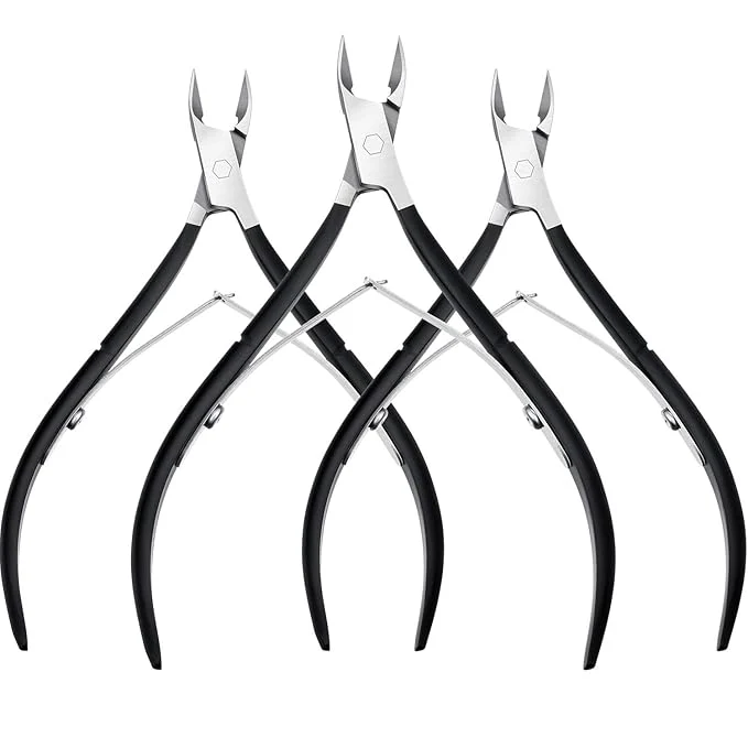 Stylish Mudder 3 Pack Black Cuticle Trimmer Nippers Cutter Tool Stainless Steel Nail Relaxed