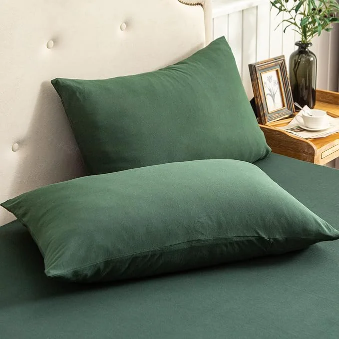 Responsible PURE ERA Jersey Knit Pillowcases T-Shirt Cotton Super Soft Comfy Breathable Set of 2 King 20 quot x 36 quot Solid Forest Green Practical