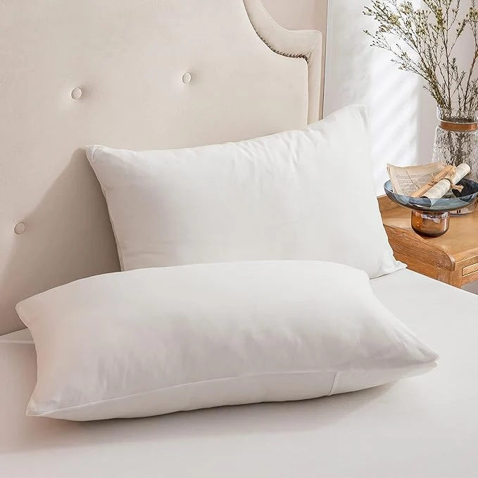 Optimized PURE ERA Jersey Knit Pillowcases T-Shirt Cotton Super Soft Comfy Breathable Set of 2 Standard 20 quot x 36 quot Solid Off White Quality