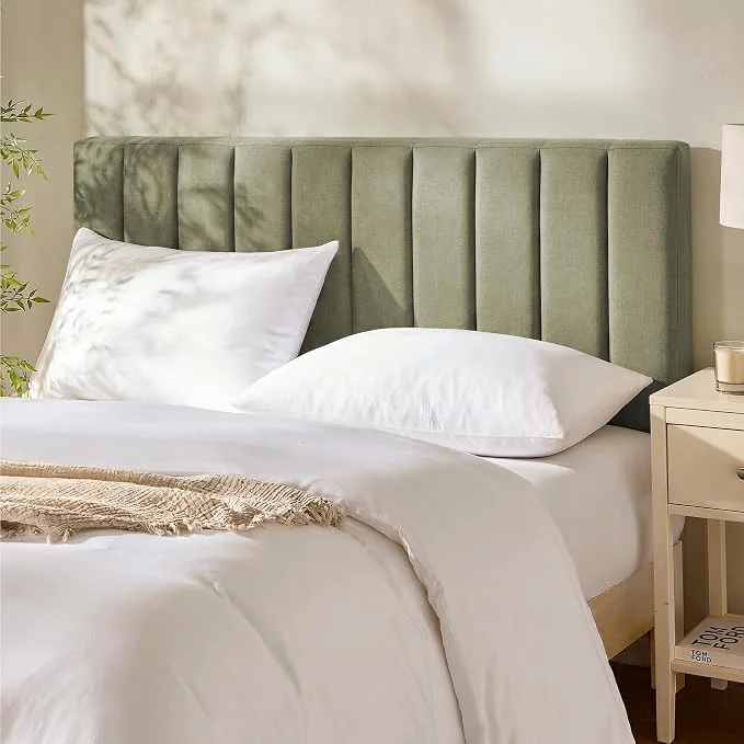 Dependable Hearth amp Harbor Wall Mounted Queen Headboard Only Bed Headboard Queen Size Easy Assemble Floating Peel amp Stick Upholstered Channel Stitched 3D Wall Panels 5 Strips of 3M Tape Included Olive Green Modern