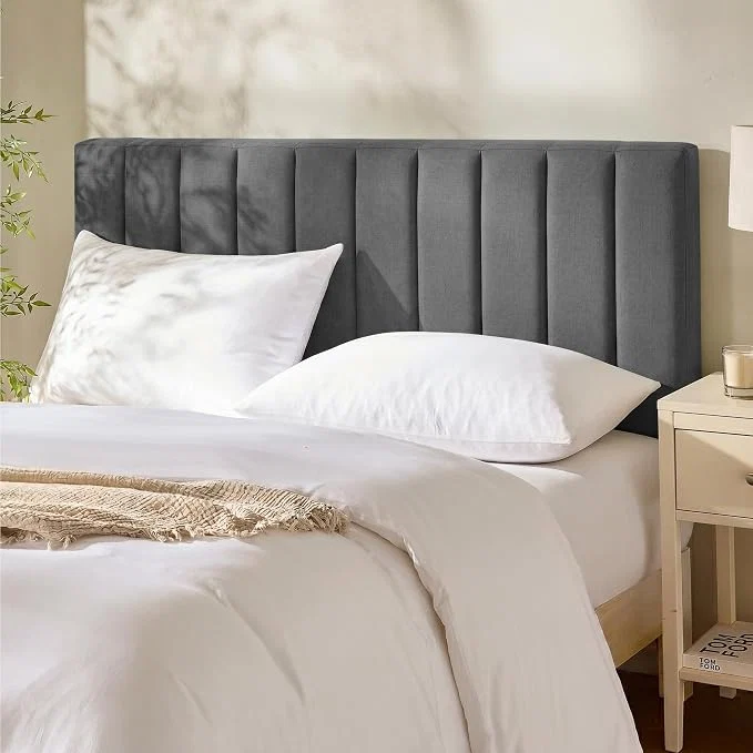 Fast Hearth amp Harbor Wall Mounted Full Headboard Only Bed Headboard Full Size Easy Assemble Floating Peel and Stick Upholstered Channel Stitched 3D Wall Panels 5 Strips of 3M Tape Included Grey Enhanced