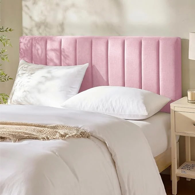 Modern Hearth amp Harbor Wall Mounted Full Headboard Only Bed Headboard Full Size Easy Assemble Floating Peel and Stick Upholstered Channel Stitched 3D Wall Panels 5 Strips of 3M Tape Included Pink Functional