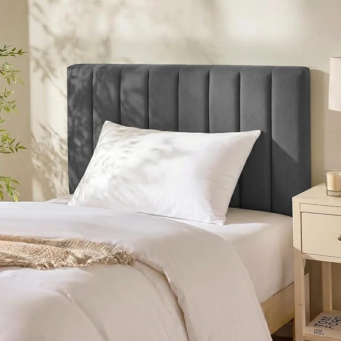 Durable Hearth amp Harbor Wall Mounted Twin Headboard Only Bed Headboard Twin Size Easy Assemble Floating Peel and Stick Upholstered Channel Stitched 3D Wall Panels 5 Strips of 3M Tape Included Grey High-Performance