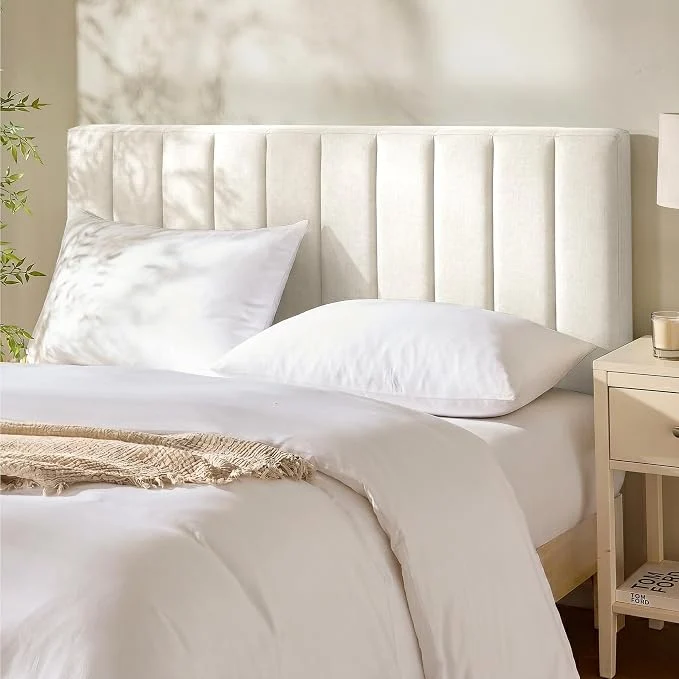 Effective Hearth amp Harbor Wall Mounted King Headboard Only Bed Headboard King Size Easy Assemble Floating Peel amp Stick Upholstered Channel Stitched 3D Wall Panels 5 Strips of 3M Tape Included Off White Fast