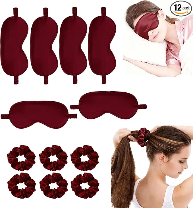Smart 12Pcs Silk Sleep Masks Satin Eye Mask Silky Eyes Cover Blindfold Eyeshade Hair Prestigious