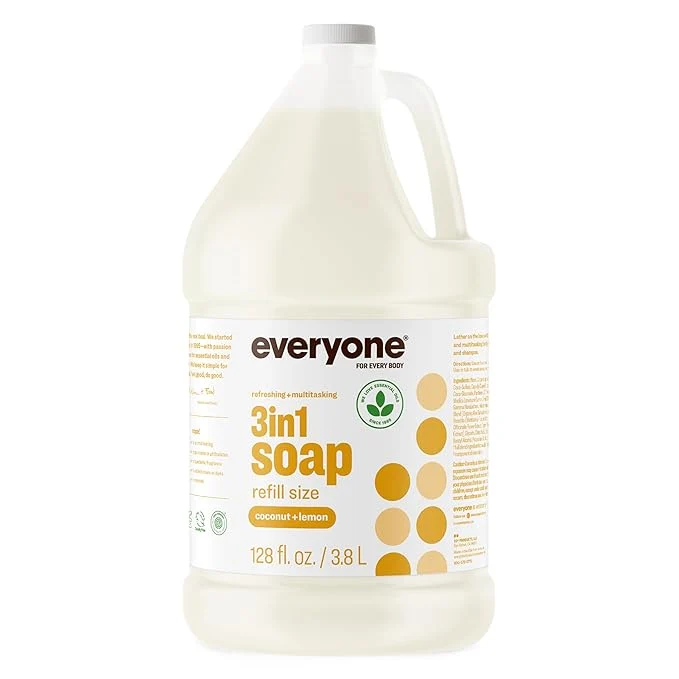 Superior Everyone 3-in-1 Soap Body Wash Bubble Bath 1 Gallon Coconut and Lemon Recyclable