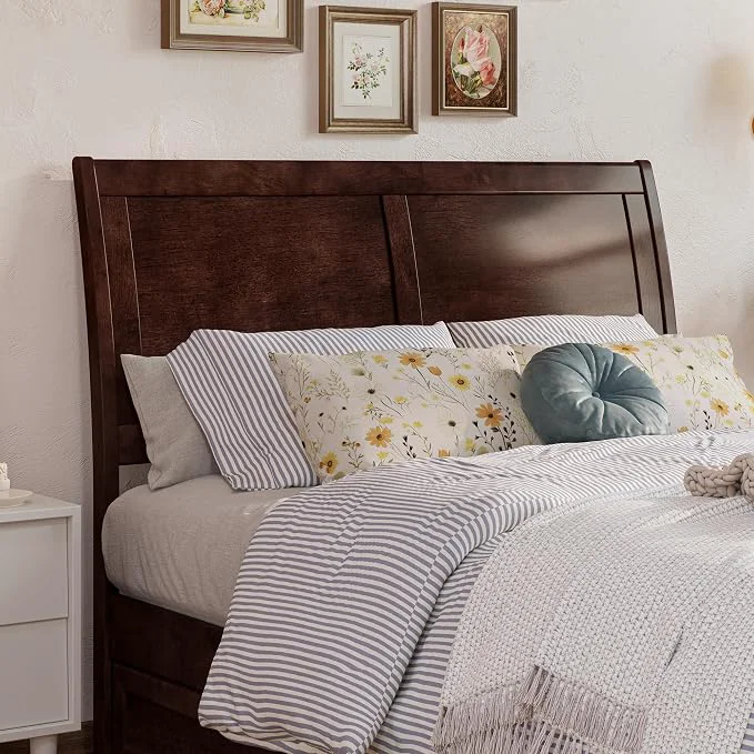 Safe AFI Portland Full Sleigh Solid Wood Panel Headboard Walnut Flexible
