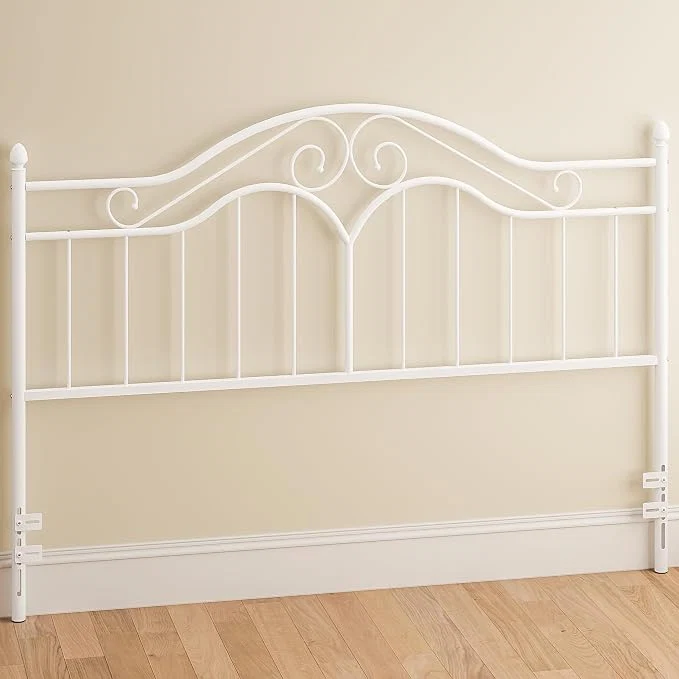 Elegant Headboard for King Size Bed Frame Vintage Platform Bed Metal Headboard Only Height Adjustable Sturdy and Stable Easy Assembly White Convenient