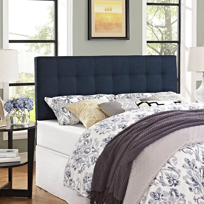 Practical Modway Lily Tufted Linen Fabric Upholstered Queen Headboard in Navy Unique