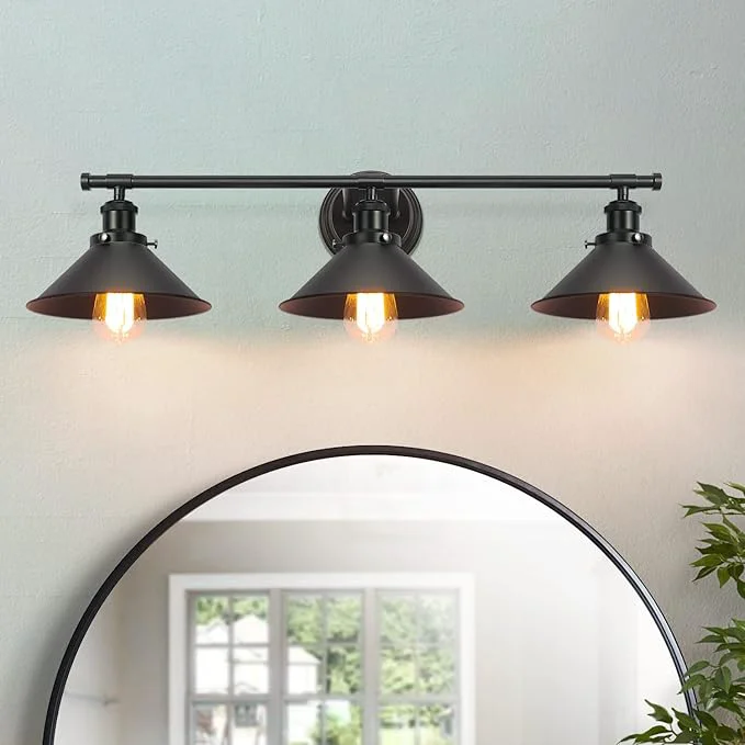 Stylish 32 Upgrade Black Bathroom Light Fixture 3-Light Vanity Lights Top-Quality