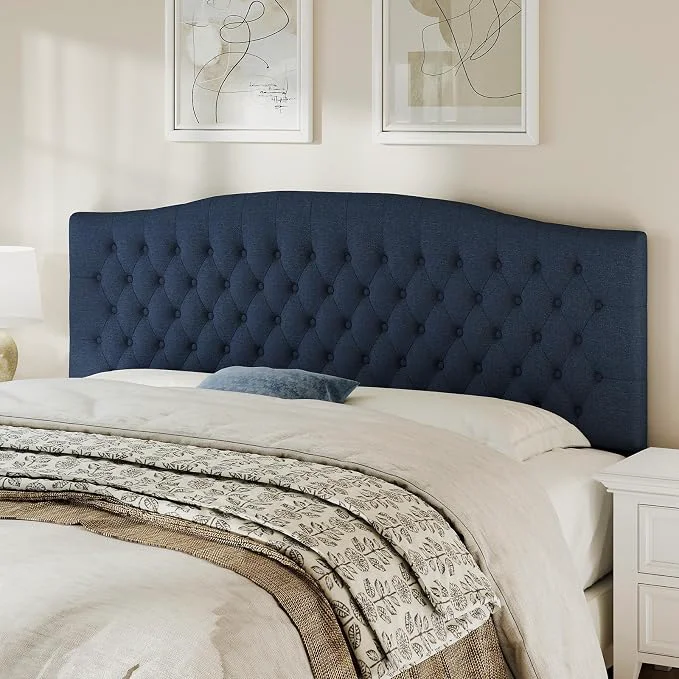 Soft King Headboard Only Upholstered Headboard for Adjustable Bed Linen Tufted Cal King Size Wall Mounted Head Board with Solid Wood Legs Head Board Navy Blue Sustainable