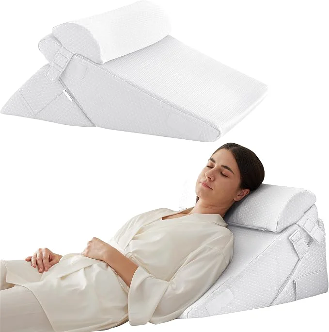 Selected 3Pcs Orthopedic Bed Wedge Pillow Set Foam Wedge Pillow Post Surgery for Back Leg and Knee Support Adjustable 9 amp 12 Inch Folding Triangle Pillow for Sleeping Acid Reflux Snoring White Breathable